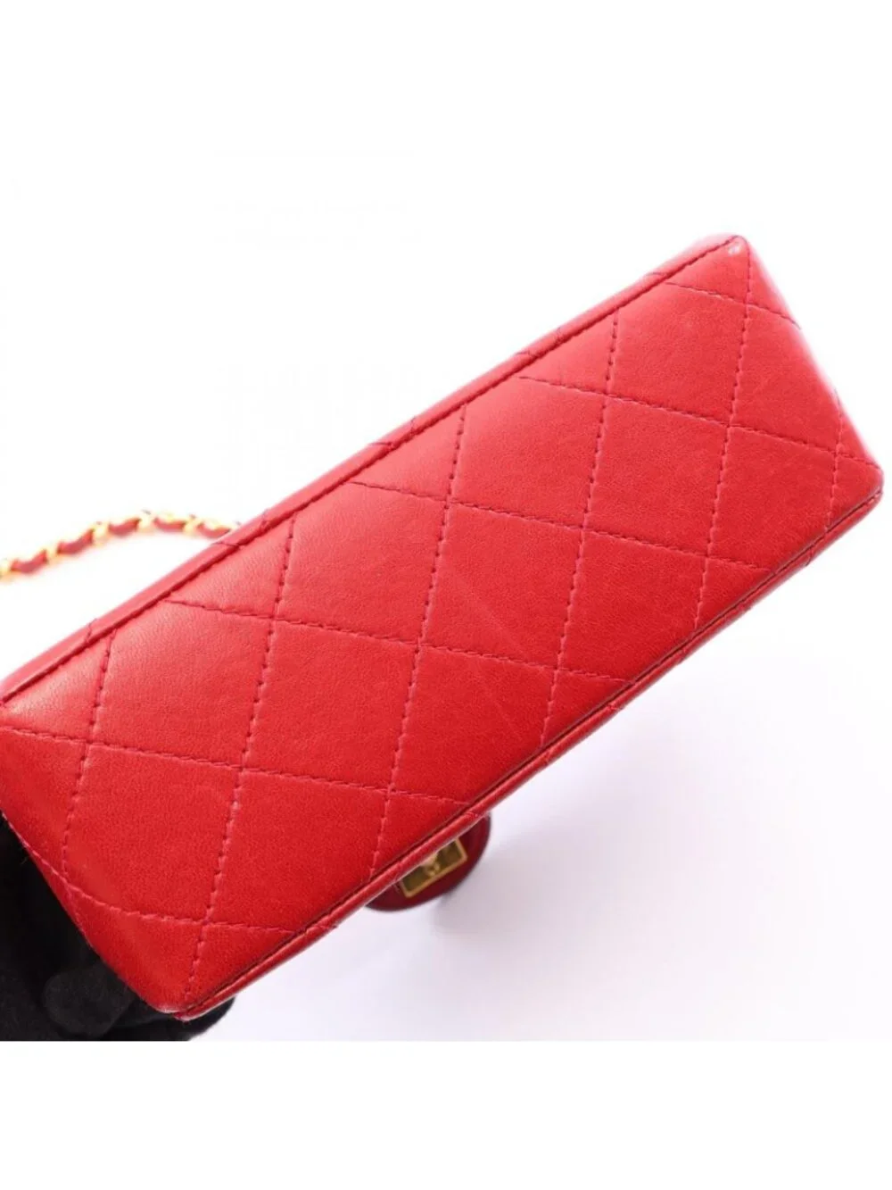 Chanel Shoulder Bag Mini Quilted Red Lambskin Chain